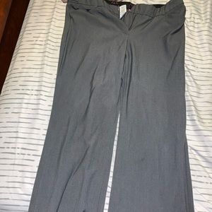 Grey- fitted dress pants- flare at bottom